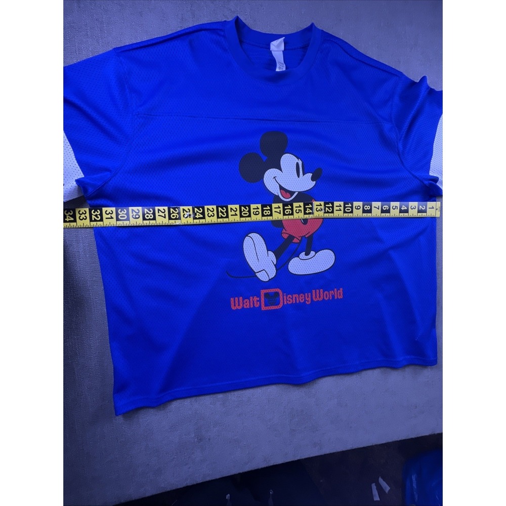 Walt Disney World Football Jersey Mickey Mouse Graphic Print Blue Mesh Men 3XL - Picture 5 of 11